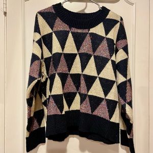 Geometric Patterned Crew Neck Sweater